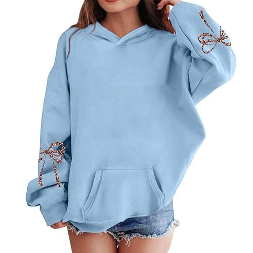Hoodies for Teen Girls Cute Bow Hoodies Sweatshirts Oversized Sweatshirt thumbnail 6