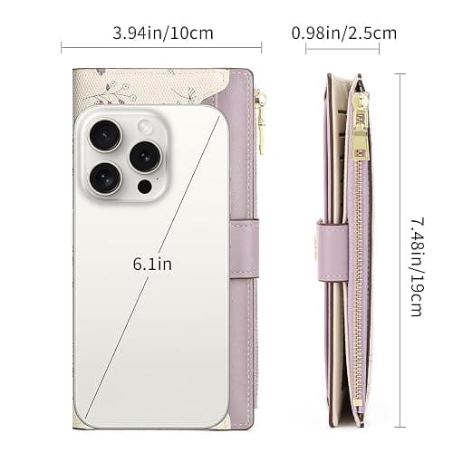 GAEKEAO Womens Wallet Slim Thin RFID Blocking Floral Vegan Leather Card Holder Bifold Long Ladies Wallet with Zipper Pocket thumbnail 4