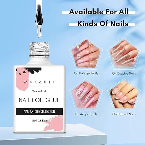 Makartt Nail Foil Glue Transfer Gel for Nail Art Stickers 15ML | Strong Adhesion Foil Transfer Gel, Soak Off, UV LED Lamp Required, Salon DIY Home Gift thumbnail 4