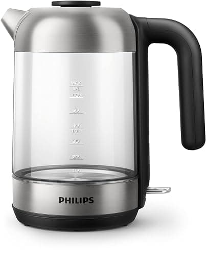 Philips Bouilloire Électrique - 1.7 L, Couvercle à Ressort et Voyant Lumineux, En Verre, Socle 360° (HD9339/80) & Grille-pain - 2 Fentes, 8 Réglages, Réchauffe-Viennoiseries, Noir (HD2581/90) thumbnail 2