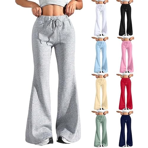 Godalithic Flare Wide Leg Sweatpants Women Drawstring High Waisted Joggers Baggy Casual 2025 Flowy Bell Bottom Yoga Pants - Image 1