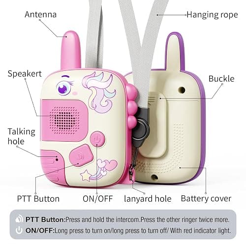 Walkie Talkies Toys for Girls:Unicorn Toys 2 Pack Birthday Gifts for 3 4 5-7 8 Year Old Girls Toy for 4 5 6 7 8-10 Year Old Camping Outdoor Games,Christmas Stocking Stuffers for Girls Kids thumbnail 4