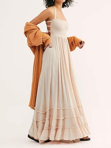R.Vivimos Womens Summer Boho Sexy Backless Long Dresses thumbnail 3