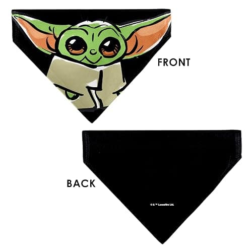 Star Wars Pet Bandana Star Wars Grogu Baby Yoda Smiling Impression Painting Black Slip On Collar Bandana Only thumbnail 3