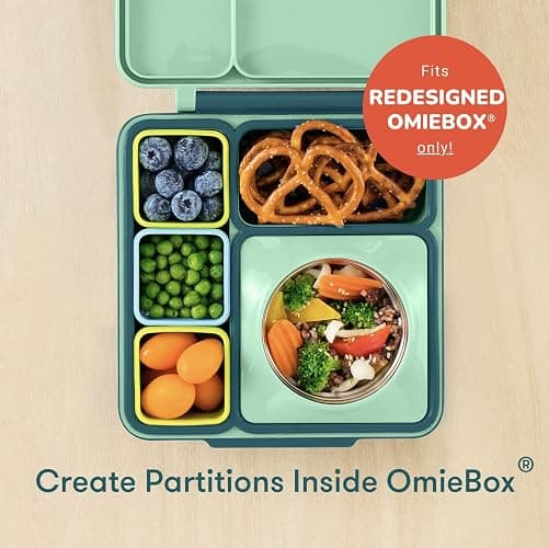 OmieBox (2 pack) Leakproof Dips Containers To Go, Salad Dressing Container, Condiment Container with Lids - Food Safe Silicone - 4 ounces (Blue/Lime) thumbnail 5