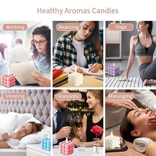 Aokala Scented Bubble Candles Gifts Set for Women, Large Candles for Home Decor Scented, 2 x 5.4 oz Soy Wax Aromatherapy Candles, Cube Aesthetic Candle, Ideal Gifts for Valentines Day, Mother's Day thumbnail 5