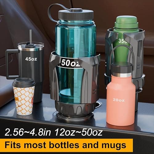 Automatic Car Cup Holder Expander, Large Water Bottles Holder for Yeti, Hydro Flask, Nalgene, Stanley, Owala 24/32/45/50 oz Travel Tumbler & Mug, Adjustable Car Cup Insert Accessories (CH03, 1PACK) thumbnail 3