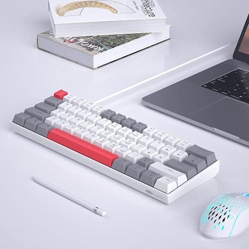 60% Mechanical Gaming Keyboard,Mixed Color Keycaps Gaming Keyboard with Red Switches, Detachable Type-C Cable Mini Keyboard with Blue LED Light for PC/Laptop thumbnail 7