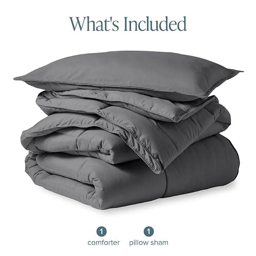 Bare Home Comforter Set - Twin Extra Long Size - Ultra-Soft - Goose Down Alternative - Premium 1800 Series - All Season Warmth (Twin/Twin XL, Grey) thumbnail 7