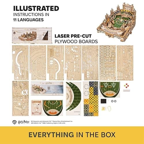 UGEARS Harry Potter Quidditch Pinball Machine - 3D Wooden Puzzles for Adults to Build, Mechanical Wooden Model Kits, Wood Brain Teaser Puzzles, Harry Potter 3D Puzzle Pinball Game for Christmas thumbnail 8