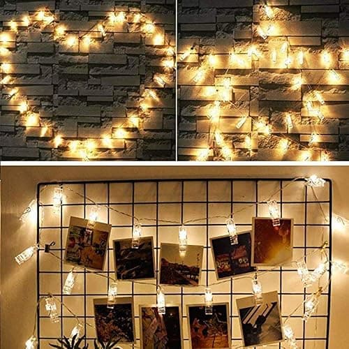 Dopheuor Photo Clip String Lights LED Fairy Clip String Lights Hanging Photo Pictures Battery Operated for Gifts Patio Christmas Bedroom Wedding Birthday Party Halloween Festival Decor (no Battery) thumbnail 7