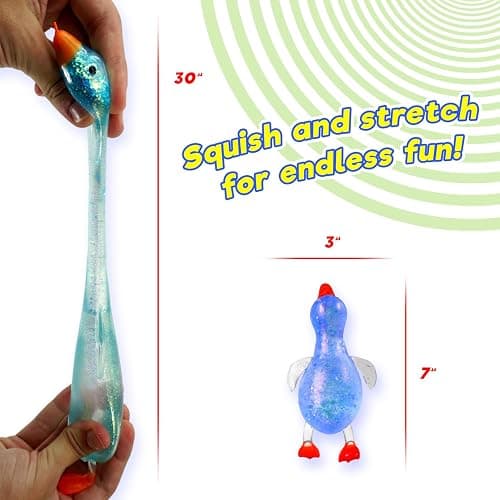 JA-RU Squishy Glitter Ducks (1 Stretchy Duck Toy Assorted) Kids Squishy Fidget Toys. Animal Stress Balls. Stress Relief Sensory Toys. Bulk Party Favors Easter Basket Stuffers. 4536-1s thumbnail 2
