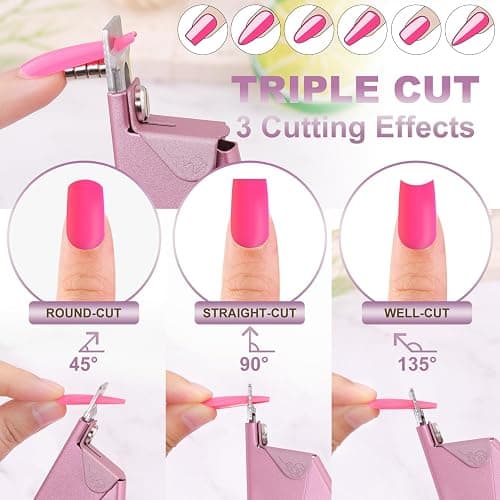 Light Pink(Matte) Premium Nail Clippers with Magnets Sizers for Acrylic Nails, Artificial Fake Nail False Nail Tip Cutter Trimmer Manicure Pedicure Sharp Blade Clip Tool For Salon Home Art Beauty thumbnail 4
