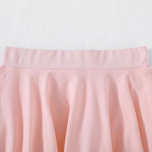 ZFZDRen 3-14Y Girl Solid Color Flared Skater Skirt with Pocket Elastic Waist A-Line Skirt for Kids Cotton Blend Casual Skirt thumbnail 6