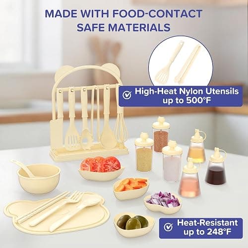 Gotoofun Kids Cooking Sets Real Electric Dual Stove Montessori Mini Kitchen for Real Food Making Safe Utensils, Apron & Cookware - Great for Pretend Play Learning thumbnail 9
