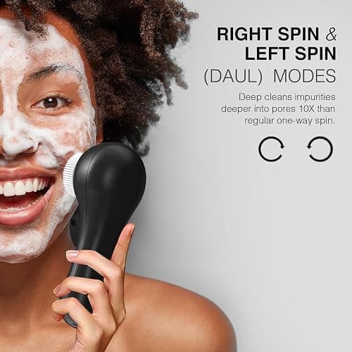 UMICKOO Face Scrubber Exfoliator, Rechargeable Facial Cleansing Brush with 2-Way Rotation & 3 Modes, 30-Day Runtime, 5 Brush Heads for SPA-Level Care, IPX7 Waterproof, Deep Cleaning for All Skin Types thumbnail 3