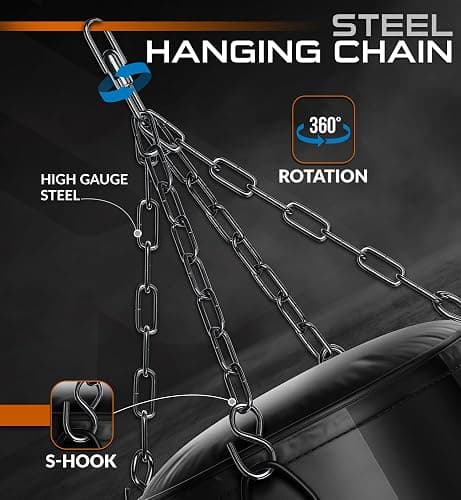 RDX Heavy 5FT Punching Bag for Pro Training, 55lbs Pre Filled with 110lbs Max Filling Capacity, 3PC Boxing Bag Set with Gloves Hanging Steel Chain, Kickboxing MMA Muay Thai BJJ Karate Home Gym Fitness thumbnail 3