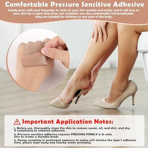 Jupwalz 15Ft Moleskin for Feet & 20Sheets Extra Durable Moleskin Tape, Adhesive Cotton Moleskin for Blisters, Mole Skin Tape Roll for Blister Prevention High Heel Comfort Pads (Khaki) thumbnail 6