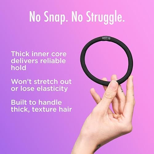 Goody Ouchless XL & Extra Thick Hair Elastics - Black Hair Ties for Women, No Damage, Strong Hold for Thick Hair, Curly or Textured Styles - 10 Count, Gentle & Secure Ponytail Holders thumbnail 11