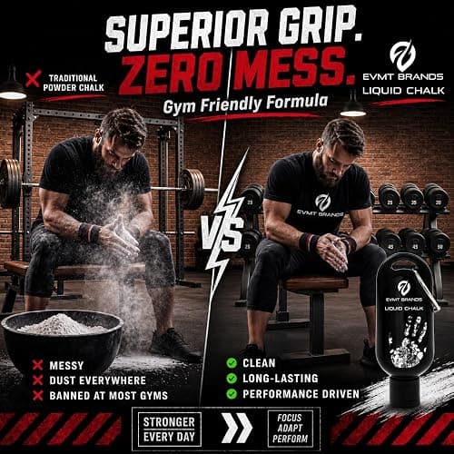 EVMT Brands Liquid Chalk, Mess Free Gym Chalk for Weightlifting, Gymnastics, Rock Climbing, Dancing. Sweat Resistant and Long Lasting for Stronger Grip. thumbnail 4