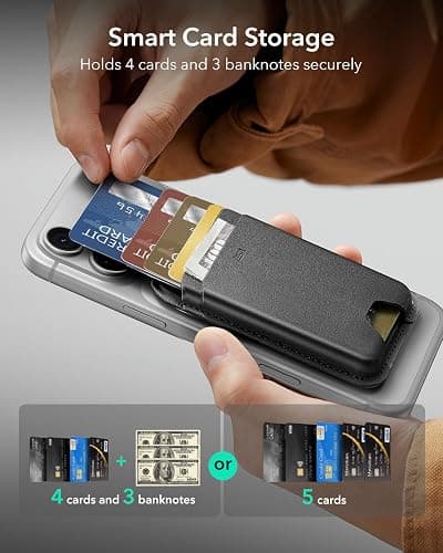 ESR for MagSafe Wallet, 5-Card Holder With RFID Blocking, MagSafe Sticker Included, Slim Magnetic Wallet for iPhone 17/16/15/14/13/12 Series and Selected Samsung Devices, Not for 13/12 Mini, Black thumbnail 2
