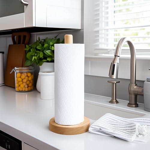 KitchLife Wooden Paper Towel Holder Countertop - Solid Freestanding Paper Towel Dispenser Stand with Anti-Skid Base thumbnail 4