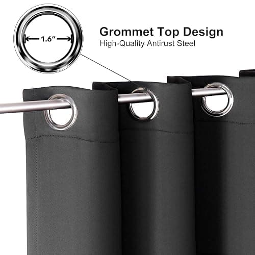 ChrisDowa Grommet Blackout Curtains for Bedroom and Living Room - 2 Panels Set Thermal Insulated Room Darkening Curtains (Dark Grey, 42 x 63 Inch) thumbnail 4