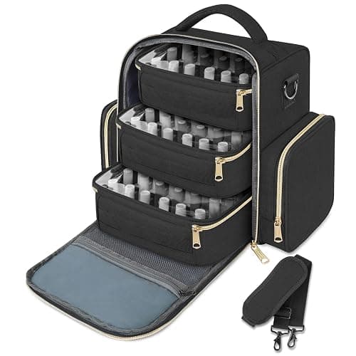 YOREPEK Nail Polish Organizer Holds Up to 72 Bottles (15ml-0.5 fl.oz) Nail Polish Carrying Case with 3 Removable Pouches and 4 Zippered Pockets for Manicure Tools, Supplies, Nail Lamp, Gifts for Women - Image 1