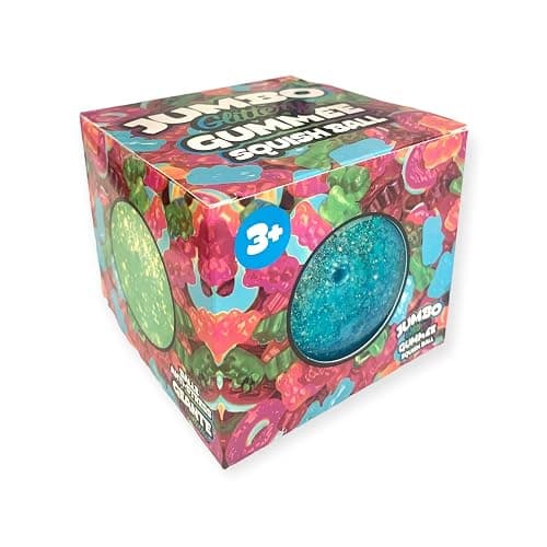 Hapros Jumbo 4" Glittery Gummee Ball, Extra Large Sensory Slow-Rise Glitter Sugar Stress Ball, Perfect Novelty Stress-Relief Fidget Toys Gifts for Adults and Children (Blue) thumbnail 2
