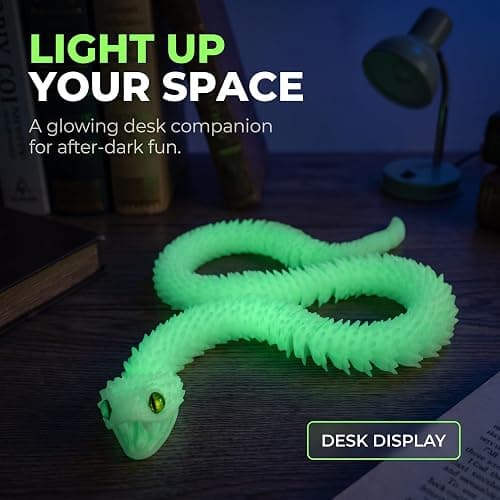 Dpcirk 35.5in Oversized 3D Printed Snake Model with Movable Teeth(Rainbow) | and flexible joints, reptile animal figurine, boy toys age 6-8,Articulated Fidget Toy thumbnail 9