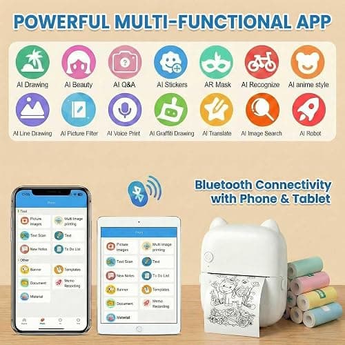 Bolumka AI Voice Sticker Printer, Portable Voice Controlled Mini Printer, Inkless Thermal Sticker Maker for Home Office Study Notes & Label DIY (1 Roll Sticker Paper Included) thumbnail 4