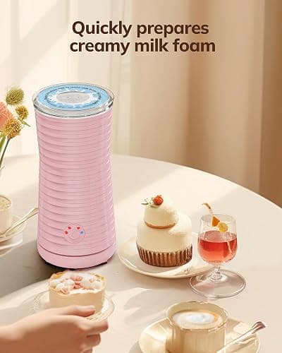 Espumador de Leche Eléctrico​4 en 1, Morpilot ​​Calentador de Leche​​ para Espuma Fría/Caliente, Ideal para Cappuccino, Latte y Leche Caliente, 240ml, Rosa thumbnail 7