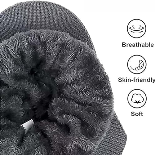 UUXUUX Cozy Head Beanie Winter Hat with Ear Flaps, Brim,Soft Knit Hat for Men, Women,Ideal for Hiking,Skiing & Outdoor thumbnail 2