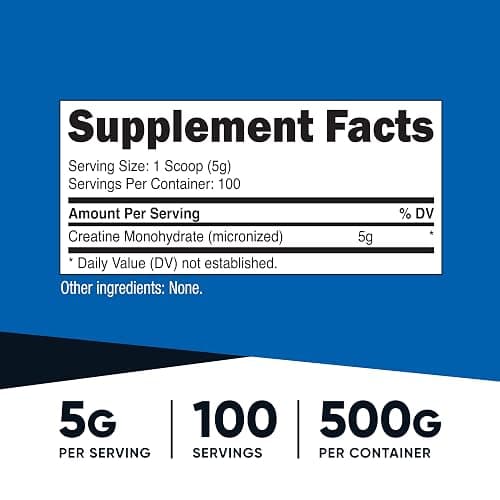 Nutricost Creatine Monohydrate Micronized Powder 500G, 5000mg Per Serv (5g) - 100 Servings, 17.9 Oz thumbnail 2