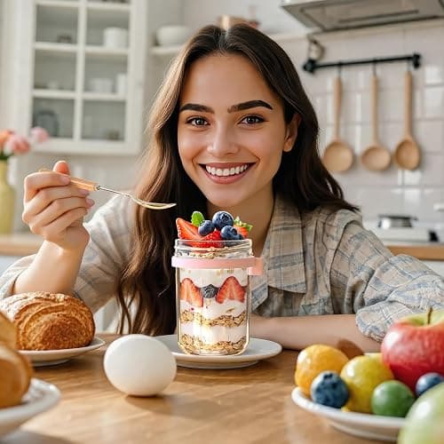 HomArtist 16oz Overnight Oats Containers with Lids and Spoons, 4 Pack Wide Mouth Mason Jars with Airtight Lids, Overnight Oats Jars for Salad, Chia Seed, Cereal, Yogurt thumbnail 2