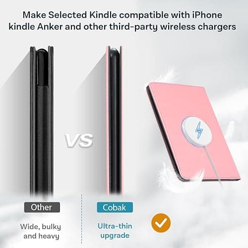 CoBak Stand Case for 7" Kindle Paperwhite 12th Gen 2024 and Kindle Colorsoft with Hand Strap - Compatible with iPhone MagSafe, for Samsung/Belkin/Anker Wireless Charging Pads, Durable, Auto Sleep Wake thumbnail 6