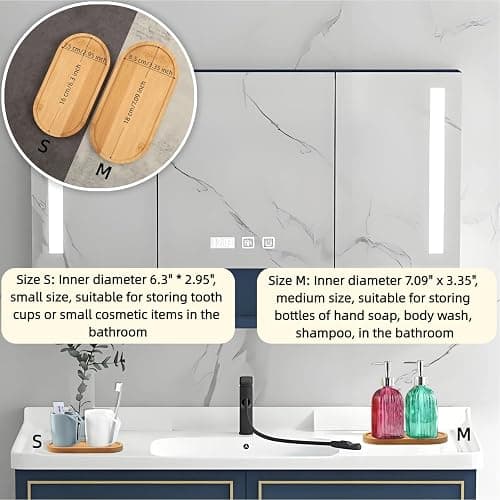 2PCS Bamboo Bathroom Trays - Suitable for The Bathroom,Kitchen,Breakfast Tray and Decorative Tray (6.88 in * 3.46 in) thumbnail 4