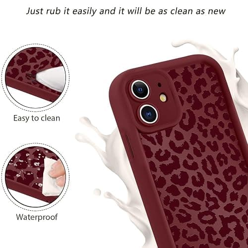 lioscre Cute Cheetah Print Phone Case for iPhone 11 Case 6.1", Aesthetic Burgundy Wine Red Leopard Pattern Design Cover Shockproof Soft Slim TPU Full Camera Lens Protective Funda for Women Girls thumbnail 7