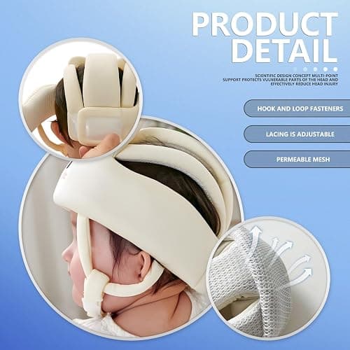 Baby Helmet for Crawling Walking - Adjustable Head Protector with 360° Safety Protection + Breathable Comfort for Learning to Walk thumbnail 4