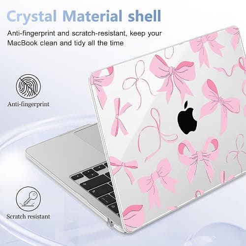 May Chen Compatible with M4 MacBook Air 15 Inch Case 2025 2024 2023 A3241 A3114 A2941 M3 M2 with Liquid Retina Display & Touch ID, Protective Plastic Hard Shell Cover - Pink Bows thumbnail 8