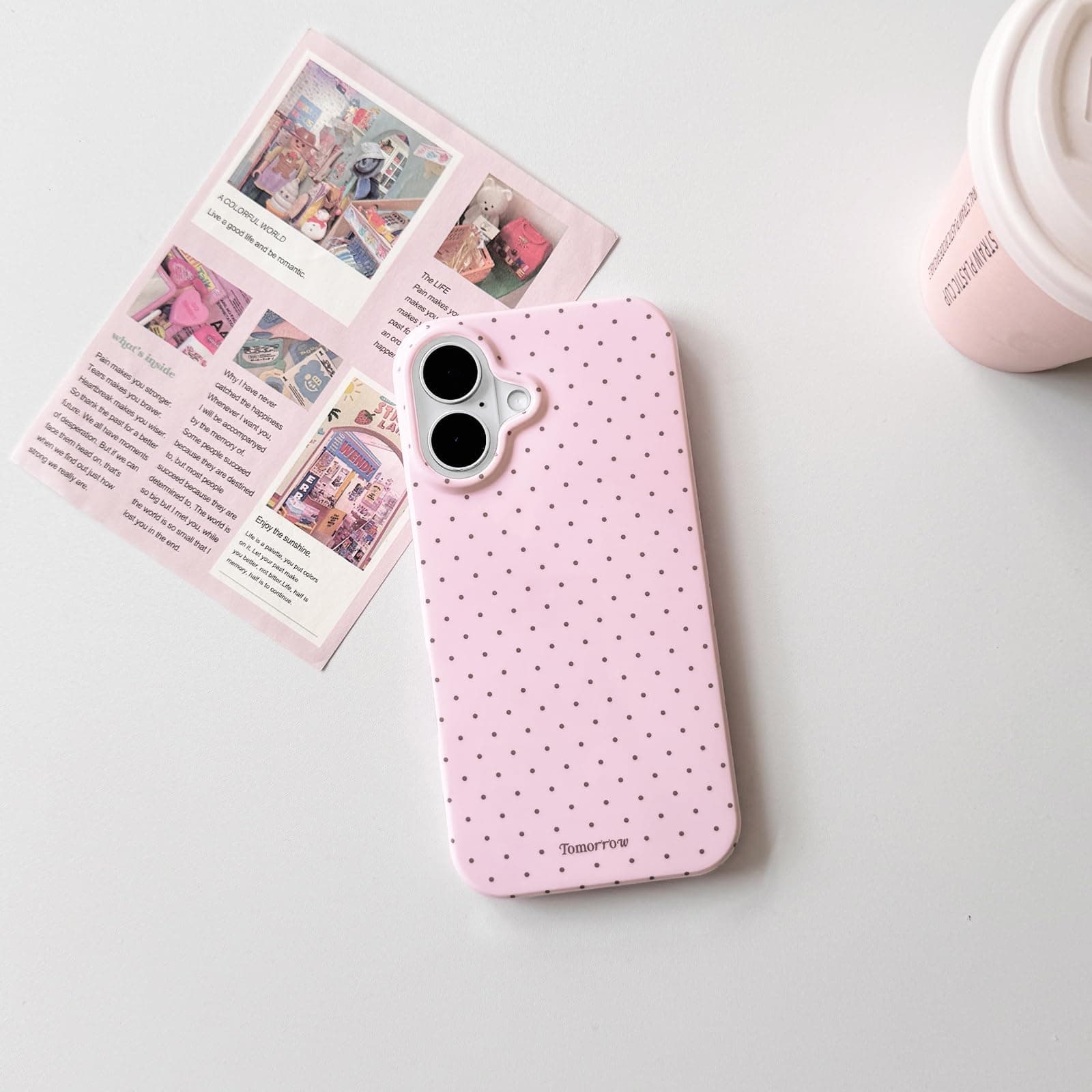 Lovmooful Compatible for iPhone 17 Case Cute Aesthetics Polka Dot Design for Girls Women Soft TPU Shockproof More Protective Girly for iPhone 17 Case-Pink thumbnail 2