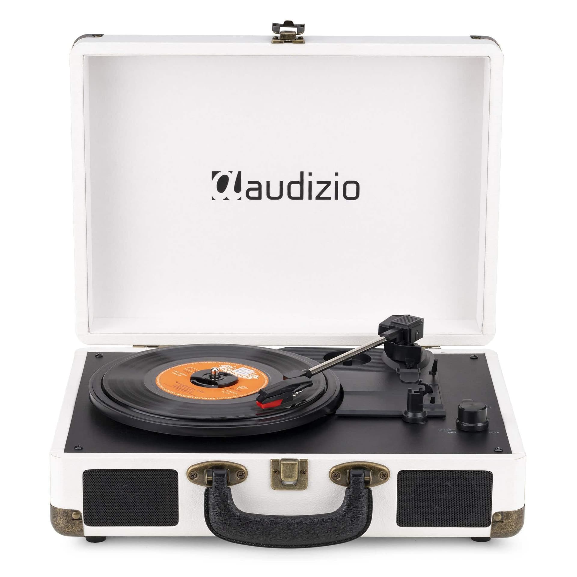 Audizio RP116 Turntable Briefcase Record Player | USB & Bluetooth Retro Record Players for Vinyl with Speakers | 3 Speeds | Convert Retro Vinyl to mp3 via USB | RCA Output/AUX 3.5mm (Crème) thumbnail 6