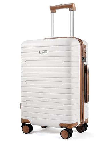 FIGESTIN Carry on Luggage 22x14x9 Airline Approved with Spinner Wheels, Hardside Lightweight 20" Carry on Suitcase Airline Approved TSA Lock (Beige) - Image 1