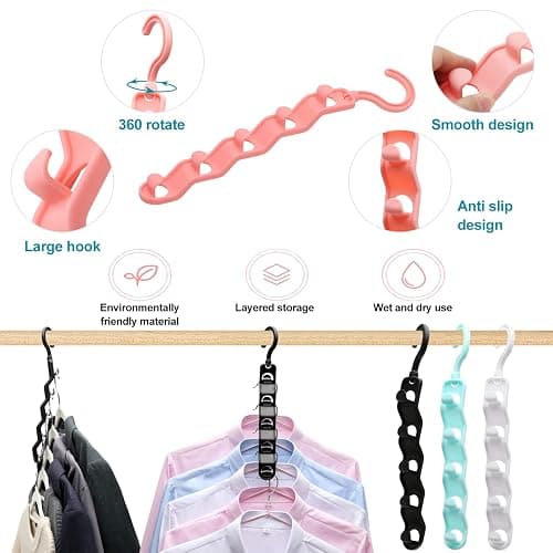 Closet Organizers and Storage,Upgraded Organization and Storage Clothes Hanger,12 Pack College Dorm Room Essentials,Sturdy Closet Organizer Home Essentials Space Saving Hangers for Thick Clothe thumbnail 5