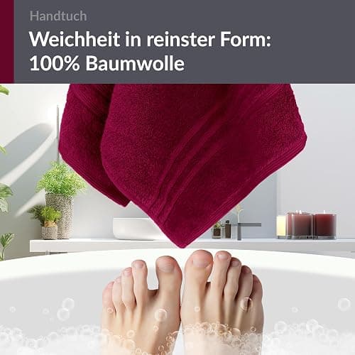 Lashuma Wellness Handtuch Set Damen 50x100 cm in Kirsch - Rot, London Flauschige Frottee Handtücher für das Badezimmer und Spa - 2 Handtuch 50x100 cm - Kirsch Rot thumbnail 5