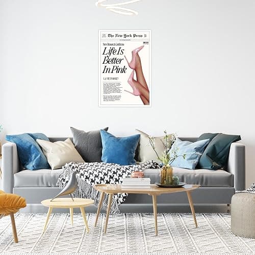 Trendy Baby Pink Poster Funny 70s Posters The New York Press Wall Art Life Is Better in Pink Hot Girl Canvas Prints Preppy Aesthetic Decor for Cool Girly Bedroom Room Home Dorm 16x24inch Unframed thumbnail 4