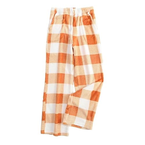 Fuzzy Fleece Plaid Pajama Pants Fluffy Cozy - Image 1