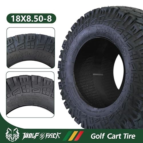 Set 4 Wolf Pack 18X8.50-8 Golf Cart Tires Tubeless Tire Multi-Terrain Tire | Superior Traction and Mud-Resistant Self-Cleaning Tread Design for Long-Lasting Performance Non-Directional thumbnail 2