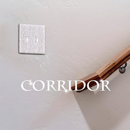 Shiny Rhinestones Wall Plate Light Switch Cover Plate Decorative Wall Bling Outlet Cover for Bedroom Accessories Home Decor(2-Gang Toggle,Silver) thumbnail 6