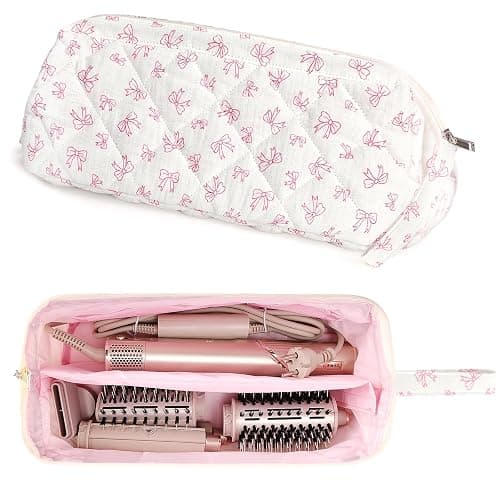 Shark Flex Style Travel Case for Dyson Hair Dryer Airwrap, Quilted Hair Tools Travel Bag Organizer Accessories Holder, Curling Iron Carrying Case for Shark Dyson Revlon (Bow) thumbnail 2